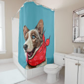 Cute Pembroke Welsh Corgi Douchegordijn (In situ)