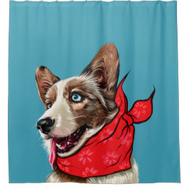 Cute Pembroke Welsh Corgi Douchegordijn