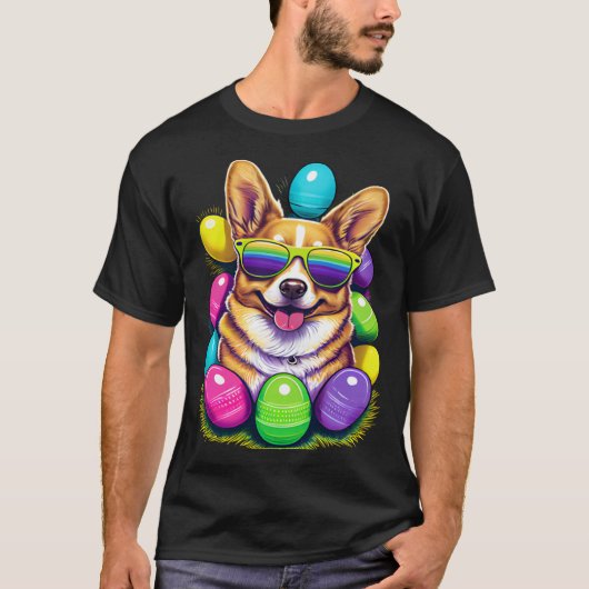 Cute Pembroke Welsh Corgi Easter Eggs Dog Costume  T-shirt (Voorkant)