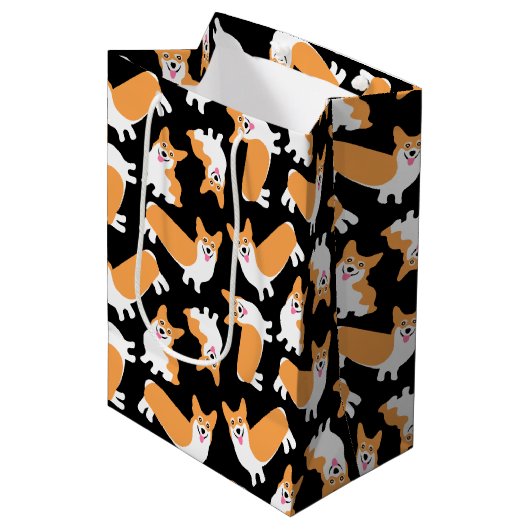 Cute Pembroke Welsh Corgi Pattern Medium Cadeauzakje (Voorkant Gekanteld)