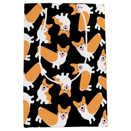 Cute Pembroke Welsh Corgi Pattern Medium Cadeauzakje (Voorkant)