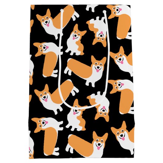 Cute Pembroke Welsh Corgi Pattern Medium Cadeauzakje (Achterkant)