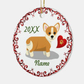 Cute Pembroke Welsh Corgi Puppy Dog Kerstmis Keramisch Ornament (Links)