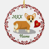 Cute Pembroke Welsh Corgi Puppy Dog Kerstmis Keramisch Ornament (Achterkant)