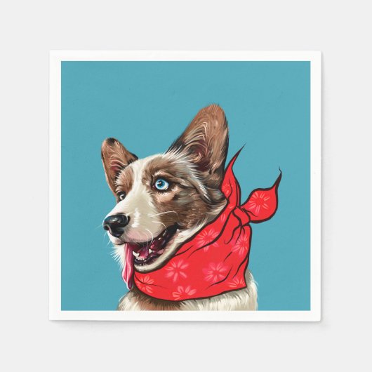 Cute Pembroke Welsh Corgi Servet (Voorkant)