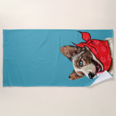 Cute Pembroke Welsh Corgi Strandlaken (Voorkant)