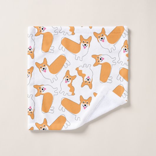 Cute Pembroke Welsh Corgis Pattern Bad Handdoek (Wasdoekje)