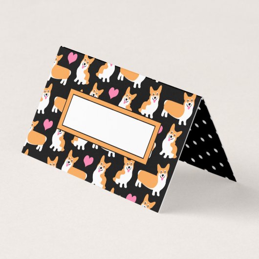 Cute Pembroke Welsh Corgis Table Place Setting Bus Visitekaartje (Voorkant)