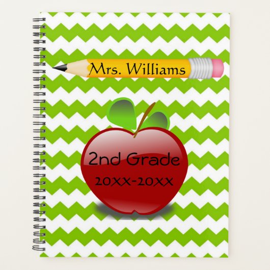 Cute Pencil/Apple Custom Teacher Planner (Voorkant)