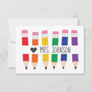 Cute Pencil Docent Persoonlijk Hartelijk dank Bedankkaart