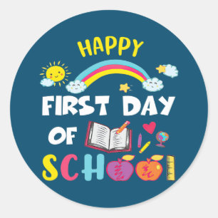 Cute Pencil Happy First Day of School Lunch Lady Ronde Sticker