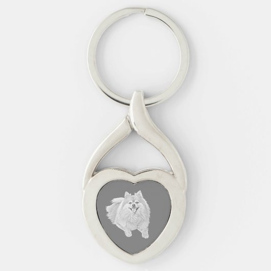 Cute Pencil Pommommeren Hond Sleutelhanger (Voorkant)