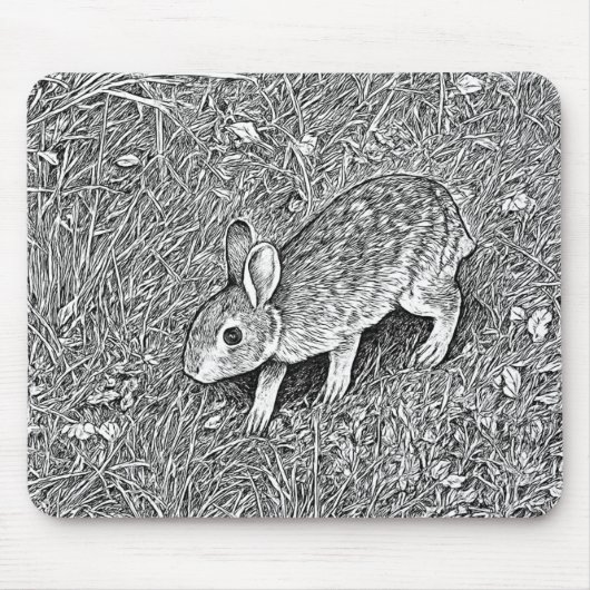 Cute pencil sketch bunny  muismat (Voorkant)