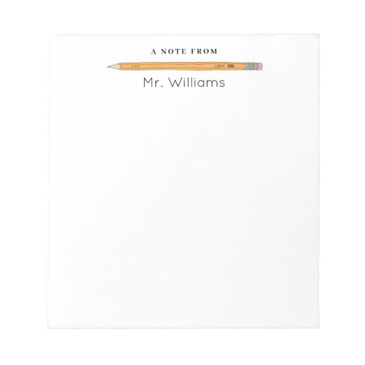 Cute Pencil Teacher Note Pad Notitieblok (Voorkant)