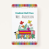 Cute Pencils Student Hall Pass Badge (Voorkant)