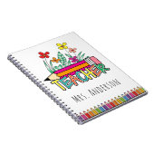 Cute Pencils Teacher Name Notitieboek (Rechterzijde)