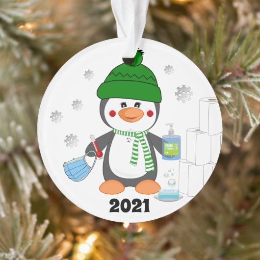 Cute Penguin 2020 Covid-kerstboom Ornament (Boom)