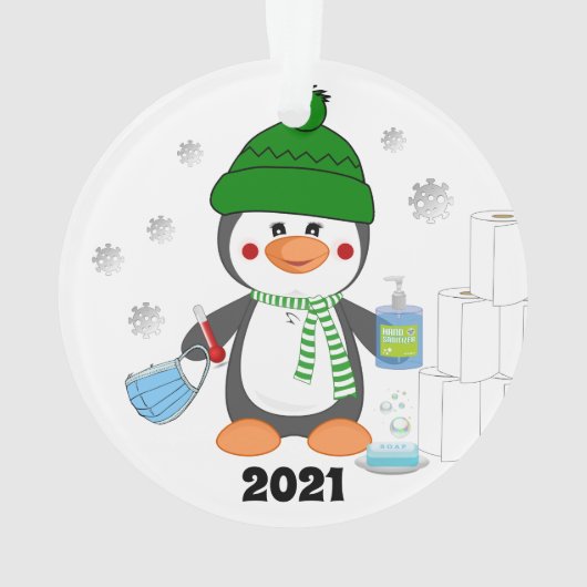 Cute Penguin 2020 Covid-kerstboom Ornament (achterkant)