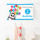 Cute Penguin 3' x 5' Birthday Banner (Insitu)