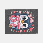 Cute Penguin 67 Six Seven Valentine Hearts 6 7 Mem Fleece Deken (Voorkant (Horizontaal))