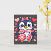 Cute Penguin 67 Six Seven Valentine Hearts 6 7 Mem Kaart (Gele Bloem)