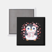 Cute Penguin 67 Six Seven Valentine Hearts 6 7 Mem Magneet (Voorkant / Achterkant)