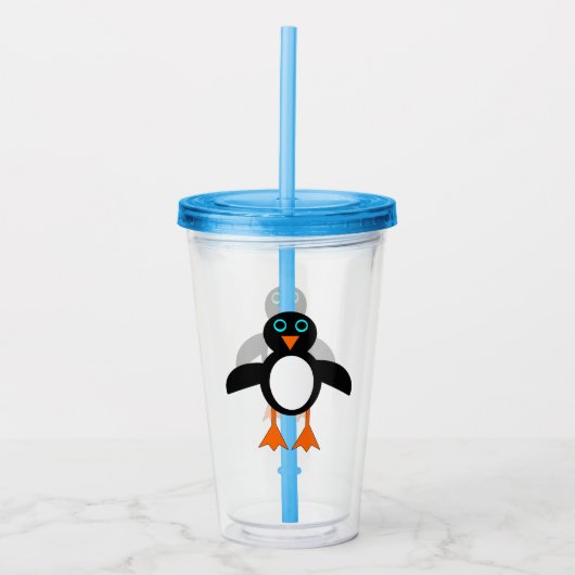 Cute Penguin Acryl Drinkbeker (Voorkant)