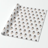 Cute Penguin Afstuderen Gift Wrapping Paper Cadeaupapier (Uitgerold)
