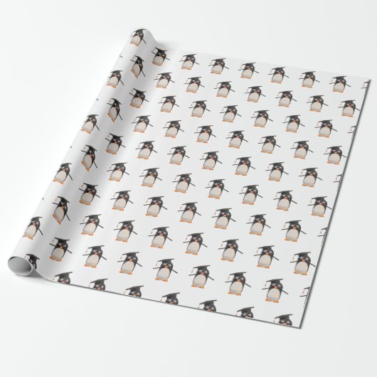 Cute Penguin Afstuderen Gift Wrapping Paper Cadeaupapier (Uitgerold)