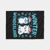 Cute Penguin And Lar Bear Winter Wonderland Christ Fleece Deken (Voorkant (Horizontaal))