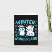 Cute Penguin And Lar Bear Winter Wonderland Christ Kaart (Voorkant)