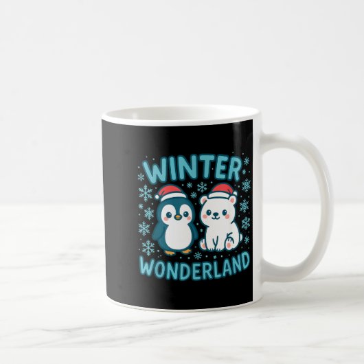 Cute Penguin And Lar Bear Winter Wonderland Christ Koffiemok (Rechts)