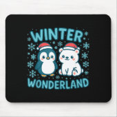 Cute Penguin And Lar Bear Winter Wonderland Christ Muismat (Voorkant)