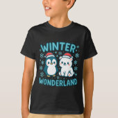Cute Penguin And Lar Bear Winter Wonderland Christ T-shirt (Voorkant)