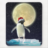 Cute Penguin and Winter Moon Kerstmis Mousepad Muismat (Voorkant)