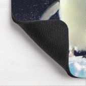 Cute Penguin and Winter Moon Kerstmis Muismat (Hoek)