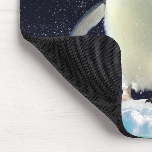 Cute Penguin and Winter Moon Kerstmis Muismat (Hoek)