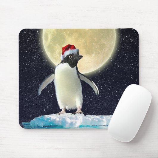 Cute Penguin and Winter Moon Kerstmis Muismat (Met muis)