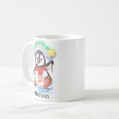 Cute Penguin Antarctica Hot Chocolate Name Koffiemok (Voorkant links)