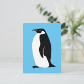 Cute Penguin Aqua Black White Briefkaart (Staand voorkant)