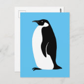 Cute Penguin Aqua Black White Briefkaart (Voorkant / Achterkant)