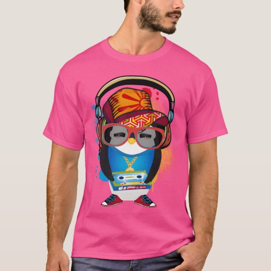 cute penguin as a hip hopper in a cool outfit frie t-shirt (Voorkant)