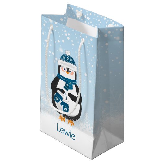 Cute Penguin babay's eerste Kerstmis Klein Cadeauzakje (Voorkant Gekanteld)