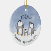 Cute Penguin Babies First Kerstmis Keramisch Ornament (Rechts)