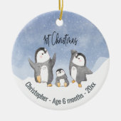 Cute Penguin Babies First Kerstmis Keramisch Ornament (Voorkant)