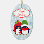 Cute Penguin Baby Blue Bokeh Keramisch Ornament (Links)