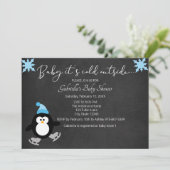 Cute Penguin Baby Het is koud buiten Baby shower Kaart (Staand voorkant)