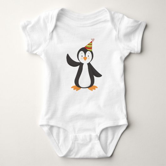 Cute Penguin, Baby Penguin, pinguïn met partijgebo Romper (Voorkant)