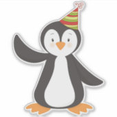 Cute Penguin, Baby Penguin, pinguïn met partijgebo Sticker (Voorkant)