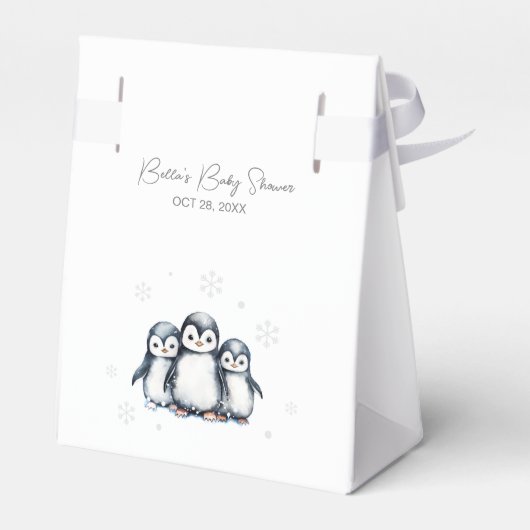 Cute Penguin Baby shower Bedankdoosjes (Achterkant)